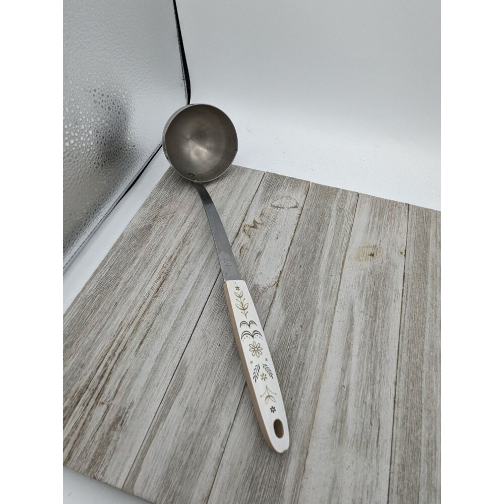 Vintage FLINT Arrowhead Stainless Steel Soup Ladle Spoon 9 1/2" Wheat handle #3